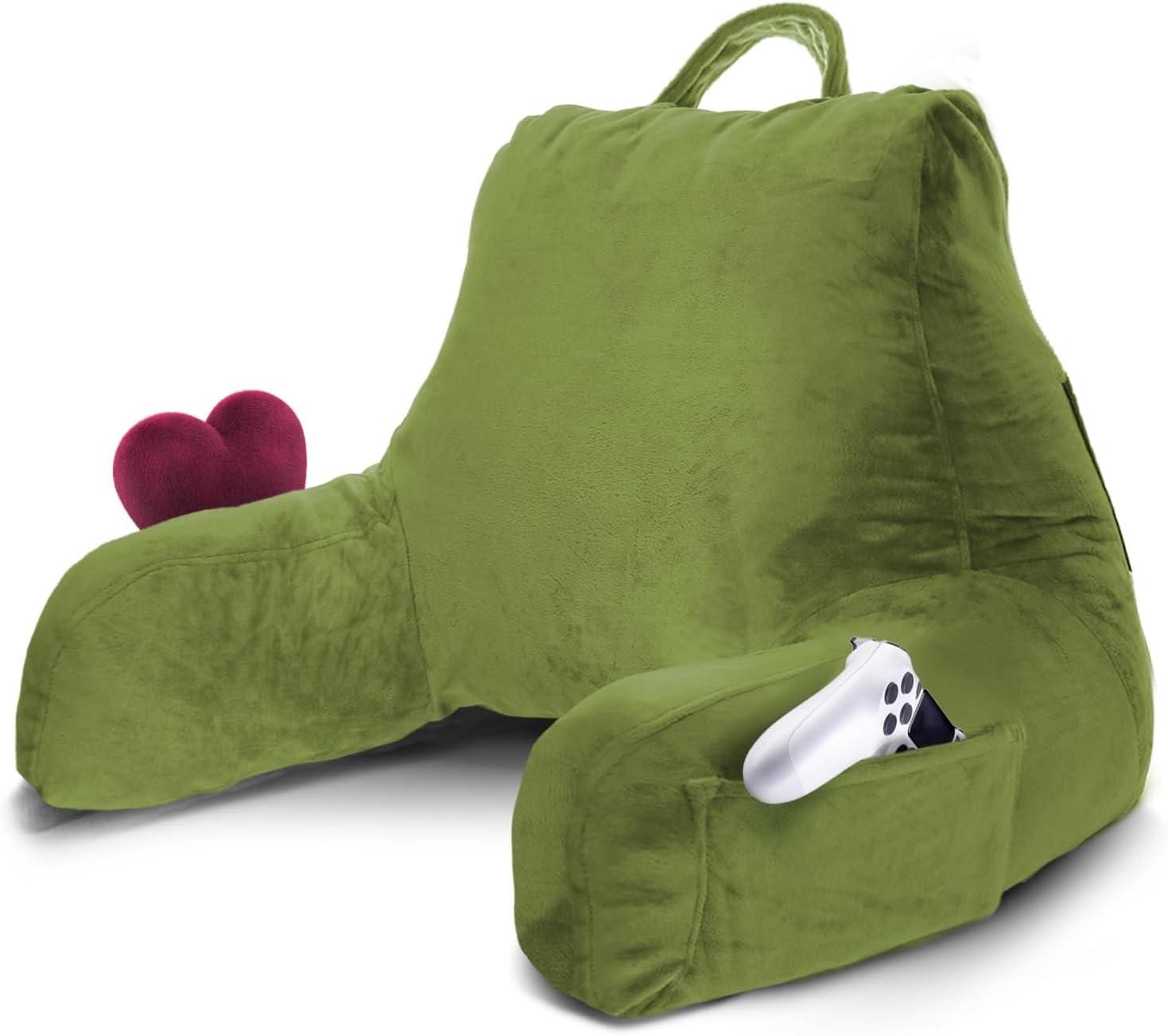 Nestl Reading Pillow for Kids & Teens with Shredded Memory Foam, Backrest Pillows for Reading, Watching, and Gaming, Use on the Couch, Bed, or Floor, Adjustable Support with Washable Cover Calla Green