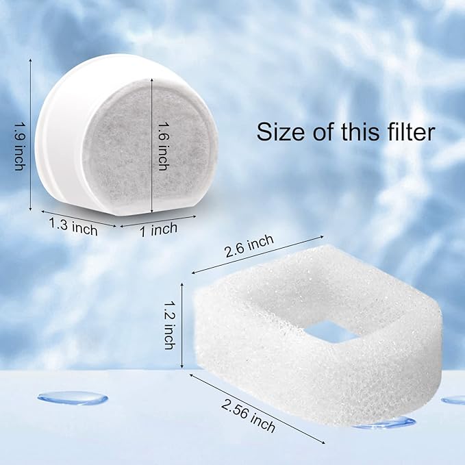 24/40 Pcs Replacement Carbon Charcoal Filters Dog and Cat Water Fountain Compatible with Multiple Pet Fountains. (12 Carbon Filters+ 12 Sponges)
