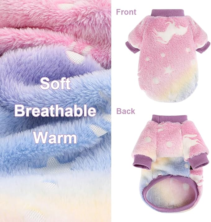 Dog Sweater Glow in The Dark Girl Pink Small Fleece Clothes Winter Soft Thickening Warm Puppy for Dogs Boy Teacup Yorkie Chihuahua (XS,Pink)
