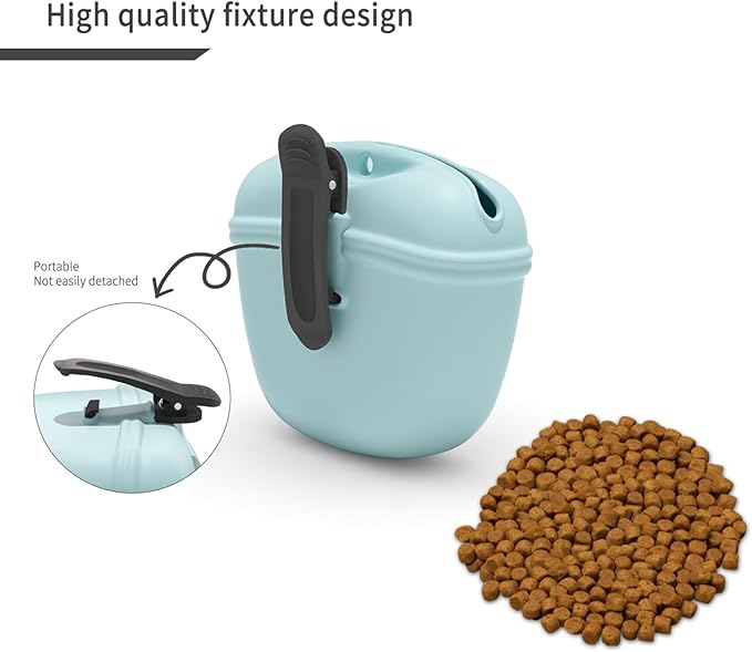 2 Pcs Silicone Dog Treat Pouch,Portable Dog Training Pouch for Treats with Magnetic Closure and Clip,Snacks and Treats to Take Along With Your Dog When Walking(Sky Blue + Light Green)