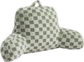 Aimuan Reading Pillow Checkered Bed Rest Wedge Backrest Checkerboard Pillow with Arms Back Support for Sitting Up in Bed Cushion Incline Rest Sleeping Snoring Pillow, Light Green Large