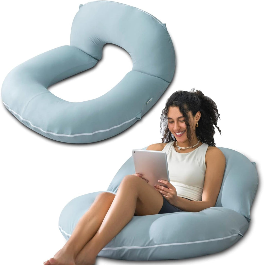 INSEN Reading Pillow, Back Pillow for Sitting in Bed and Couch, Gaming Pillow for Adults, Sit Up Support for Bed, Green Jersey