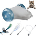 Rolling Rover – Interactive Cat Toy with RGB Wheels, Automatic Moving Mouse-Shaped Design, Feather Butterfly and Bell Attachments, Smart Motion Activated for Indoor Cats & Kittens (Blue)