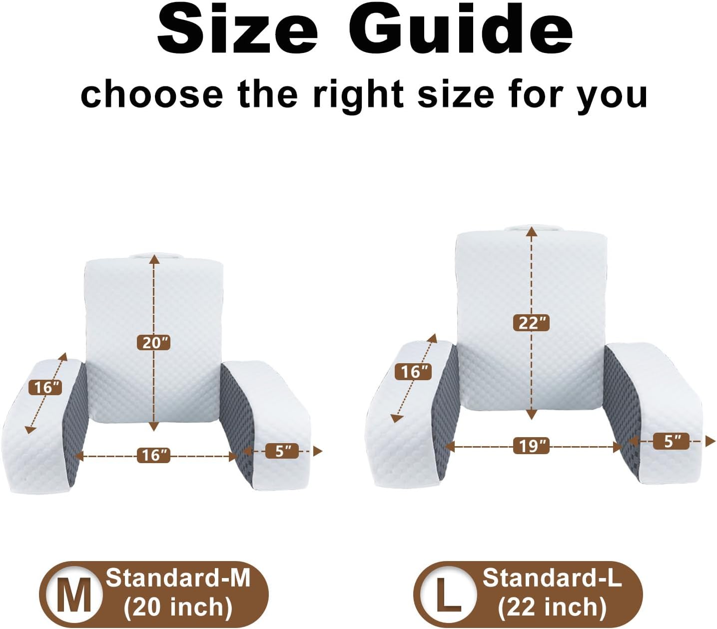 Bed Reading Pillow Back Support with Arms, Removable Pillowcase for Book Working Gaming Resting Watching TV, White/22in