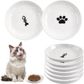 6 Pack Cat Food Bowl, Ceramic Cat Bowls, Anti Whisker Fatigue Cats Bowl Set,5.5 Inches Shallow Wide Kitten Plates for Food and Water (Cat's Paw+Fishbone)