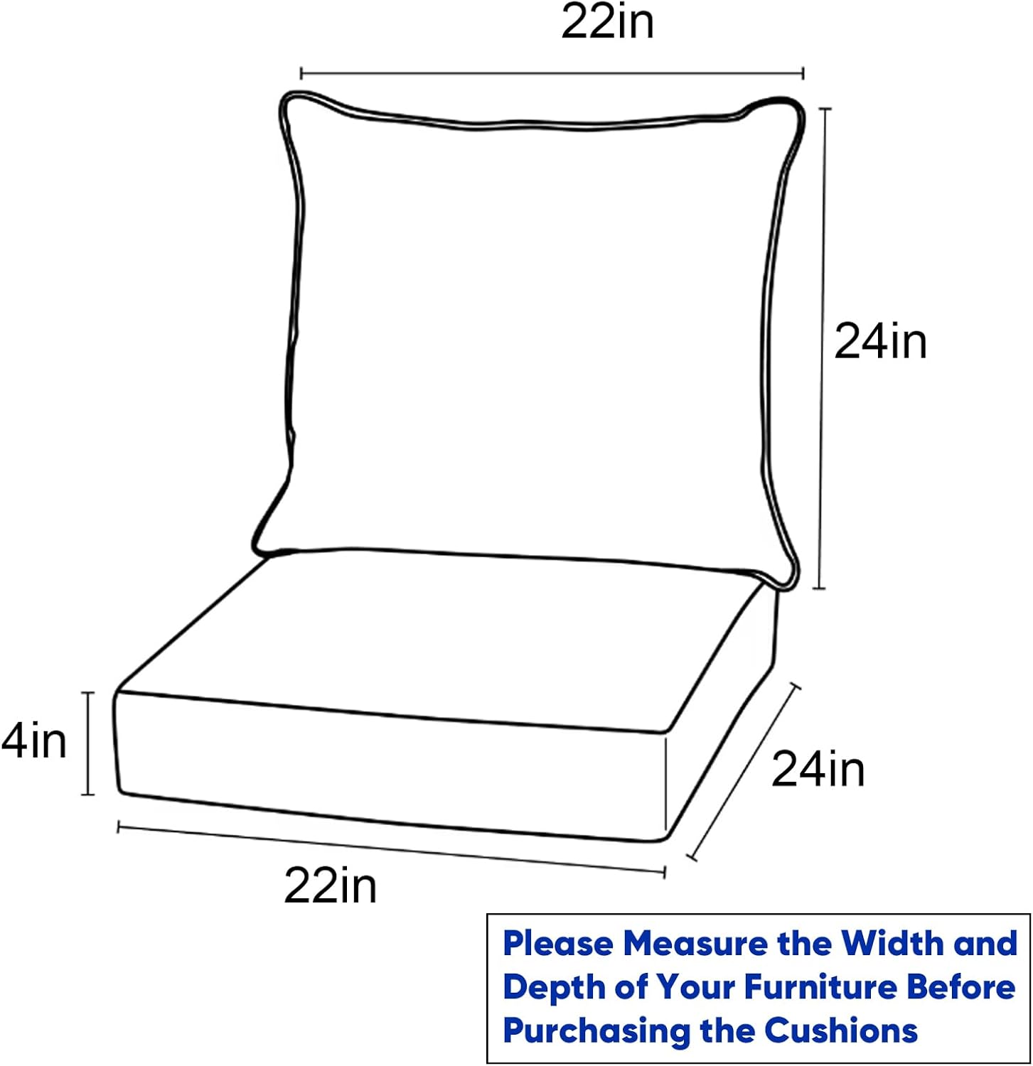 Rilyson Patio Cushions for Outdoor Furniture - 22×24 Inches High Back and Deep Seating Outdoor Cushion for Patio Chairs Sofa Couch Loveseat Water Resistant(Red/1 Set/Button)