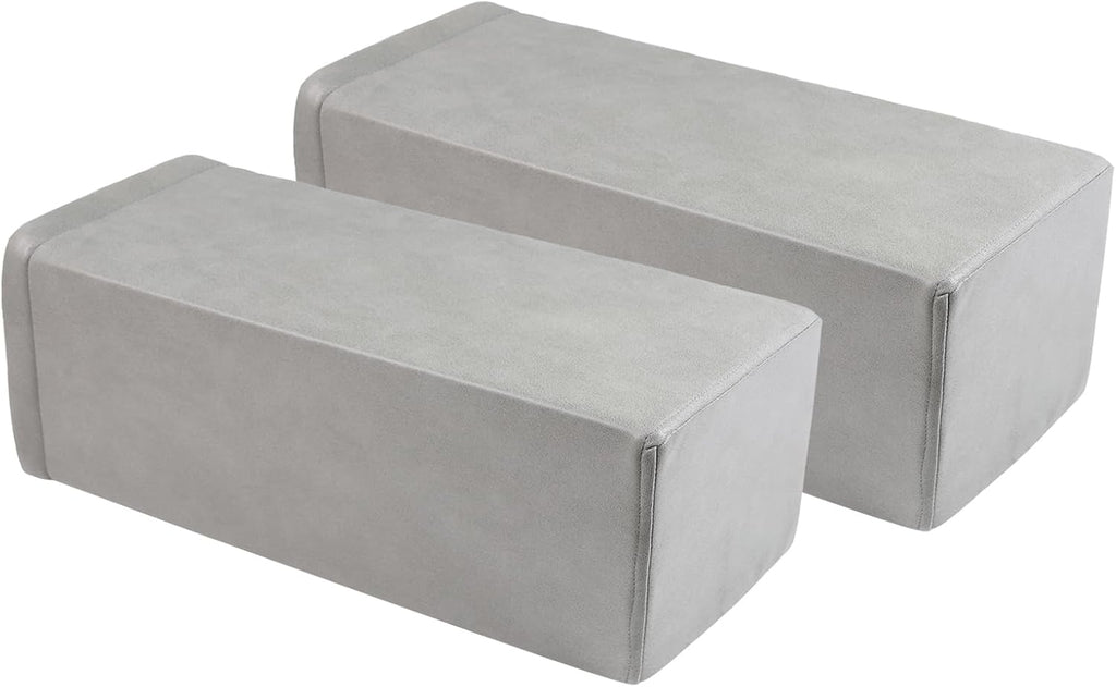 2 Pack Couch Arm Rest Pillow, 8''x8''x20'' Faux Leather Waterproof Cover, High Density Foam Armrest Cushion, Removable & Washable Elbow Support for Sofa, Bed, and Armchair (Medium Grey)