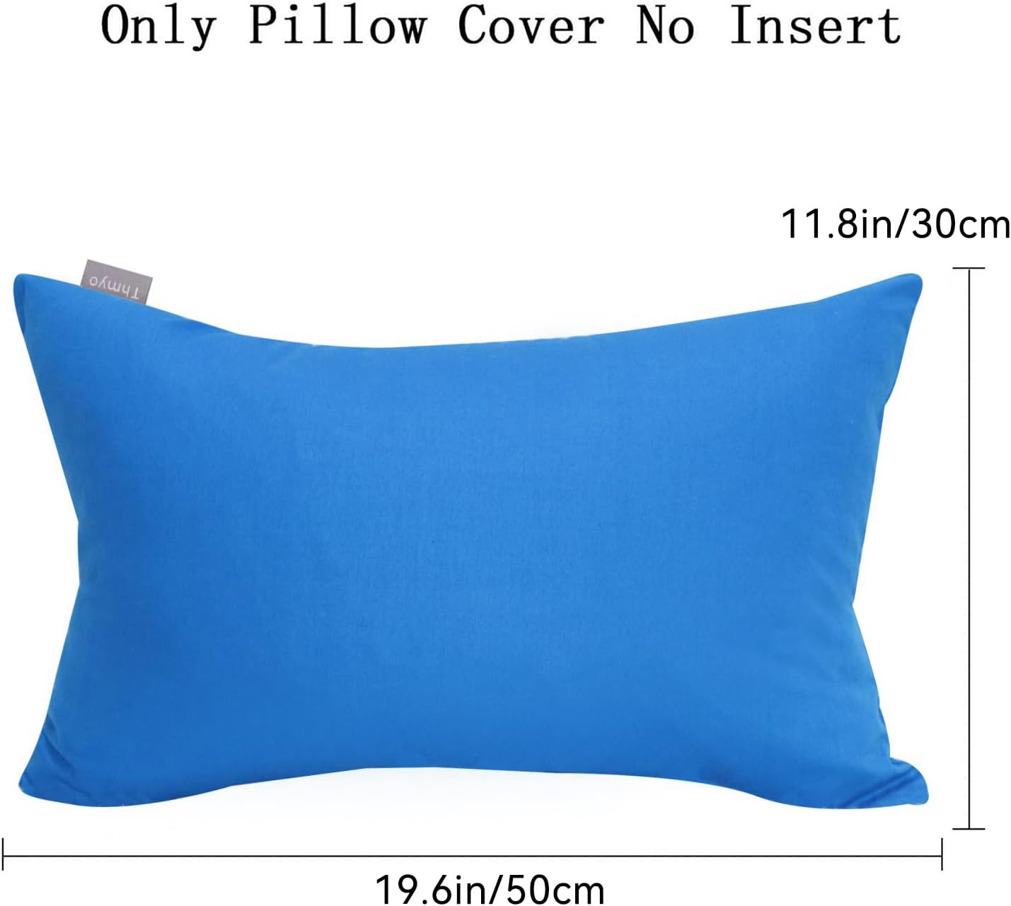 Thmyo 4-Pack 100% Cotton Lumbar Comfortable Solid Decorative Throw Pillow Case, Rectangle Cushion Cover Pillowcase Sublimation Blank Pillow Covers DIY Throw Pillowcase(12x20inch/30x50cm, Blue)