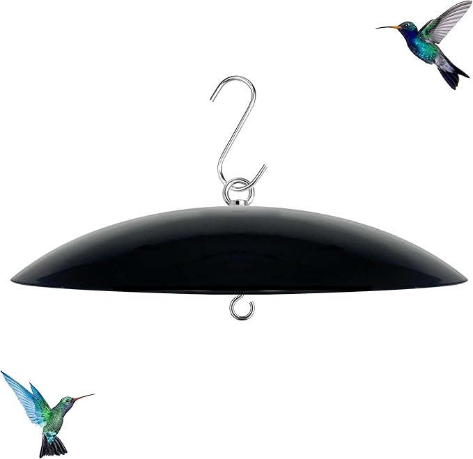 13" Bird Feeder Rain Guard, Hummingbird Feeder Shade Dome Cover, Hanging Baffle for Bird Feeder Pole (Black), 1 Pack