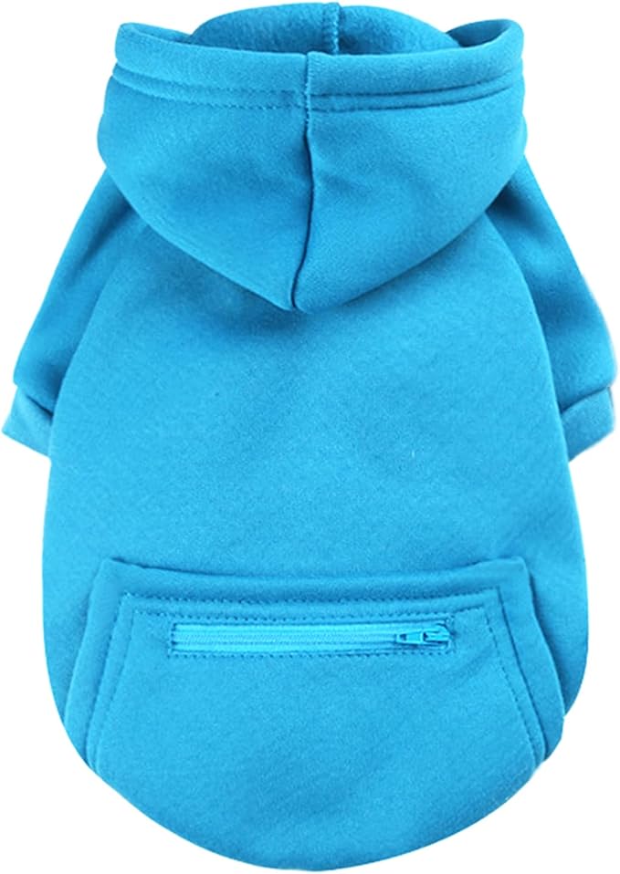 Jecikelon Pet Dog Cold Weather Coat with Pocket Winter Dog Hoodie Warm Puppy Clothes for Small Dogs Chihuahua Clothing (Blue, X-Large)