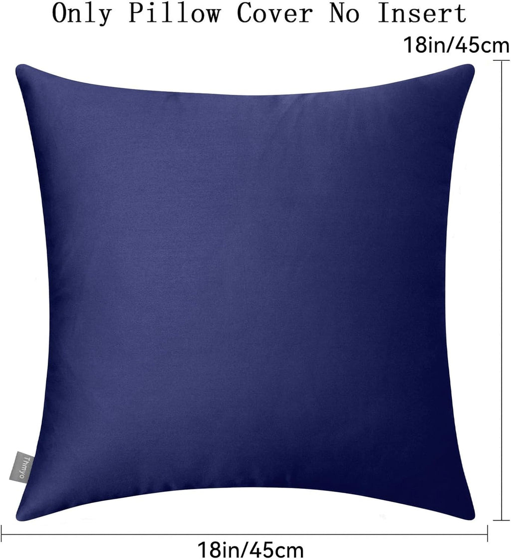 Thmyo 4-Pack 100% Cotton Comfortable Solid Decorative Throw Pillow Case Square Cushion Cover Pillowcase Sublimation Blank Pillow Covers Halloween DIY Throw Pillowcase(18x18inch/45x45cm,Dark Blue)