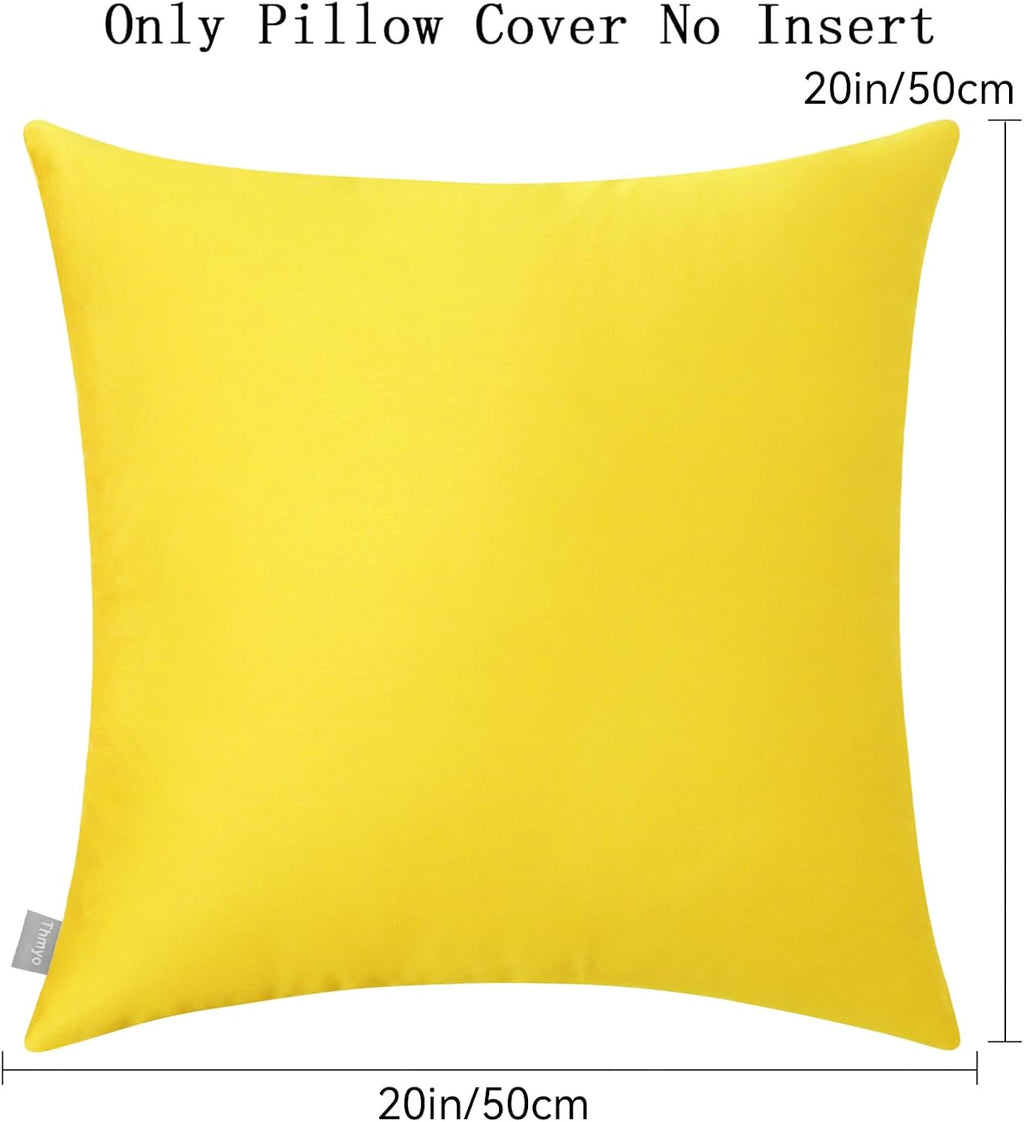 4-Pack 100% Cotton Comfortable Solid Decorative Throw Pillow Case,Thmyo Square Cushion Cover Pillowcase Sublimation Blank Pillow Covers DIY Throw Pillowcase for Sofa(20x20 inch/ 50x50cm,Lemon Yellow)