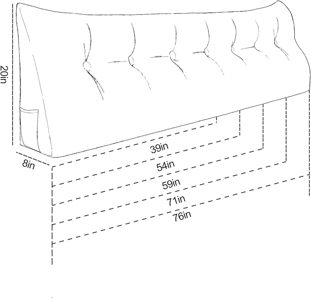 Bed Wedge Headboard Pillow - College Dorm Reading Pillow Back Support While Sitting in Bed - Ergonomic Lumbar Pillow Body Positioning Bed Pillow - Velvet Golden Yellow 39IN