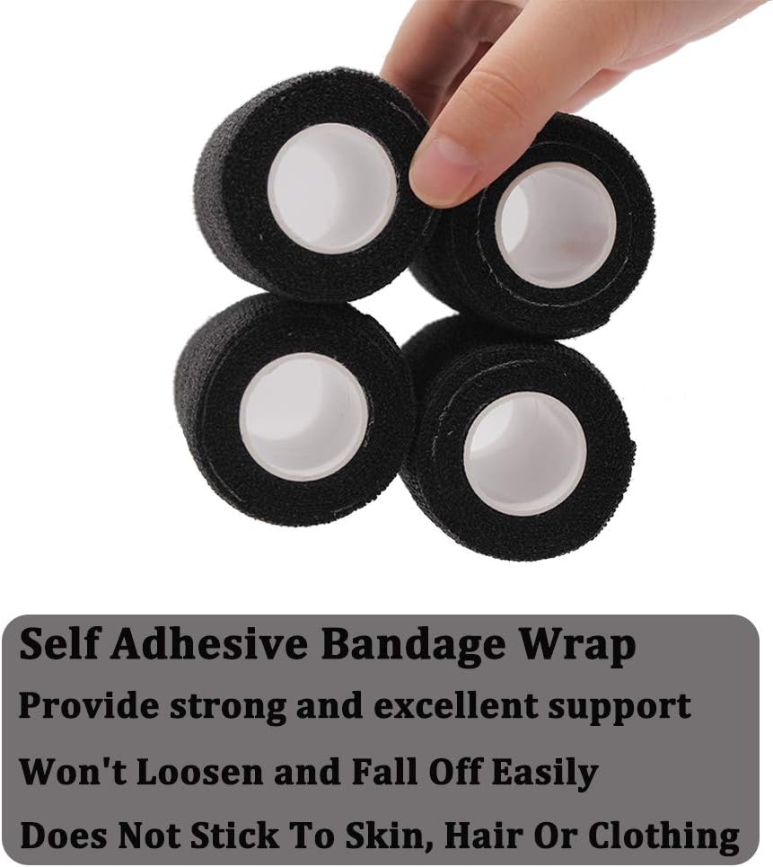 12 Rolls Elastic Self Adhesive Bandage Wrap 3 Inch, Breathable Non Woven Cohesive Bandage, Vet Wrap for Dogs, Ankle Sprains Swelling Medical First Aid Tape, Sports Athletic Tape Black