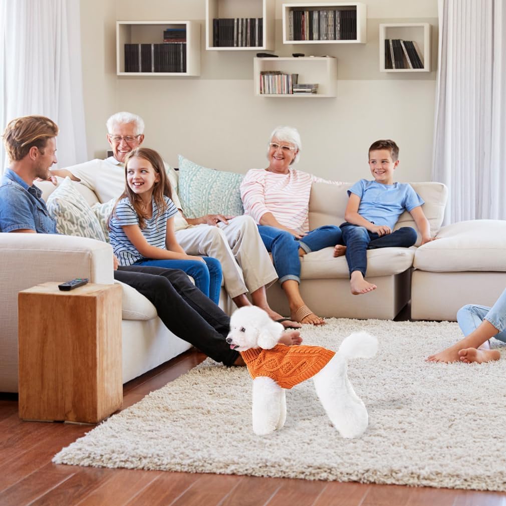 BINGPET Thermal Knitted Dog Sweater for Small Medium Large Dogs,Winter Dog Cat Coat Warm Sweartershirts Outfits,Classic Cable Knit Turtleneck Pullover Dog Jumper Coat Warm Sweartershirts