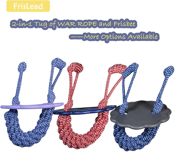 Dog Toys, Tough Rope Toy, Frisbee, Puppy Teething Toys, 2-in-1 Tug of War Rope Flying Disc, Puppy Chew Toys for Teething, Lick mat for Dogs, Interactive, Durable Outdoor Dog Toy (Iris Blue)