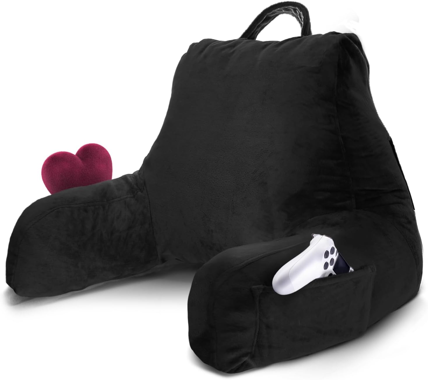 Nestl Reading Pillow for Kids & Teens with Shredded Memory Foam, Backrest Pillows for Reading, Watching, and Gaming, Use on The Couch, Bed, or Floor, Adjustable Support with Washable Cover Black