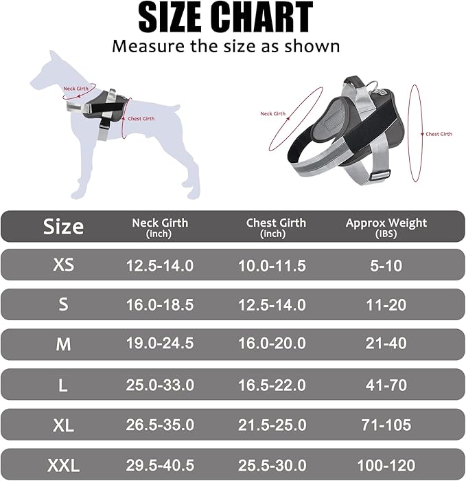 Bolux Dog Harness, No-Pull Reflective Dog Vest, Breathable Adjustable Pet Harness with Handle for Outdoor Walking - No More Pulling, Tugging or Choking (Black, XL)