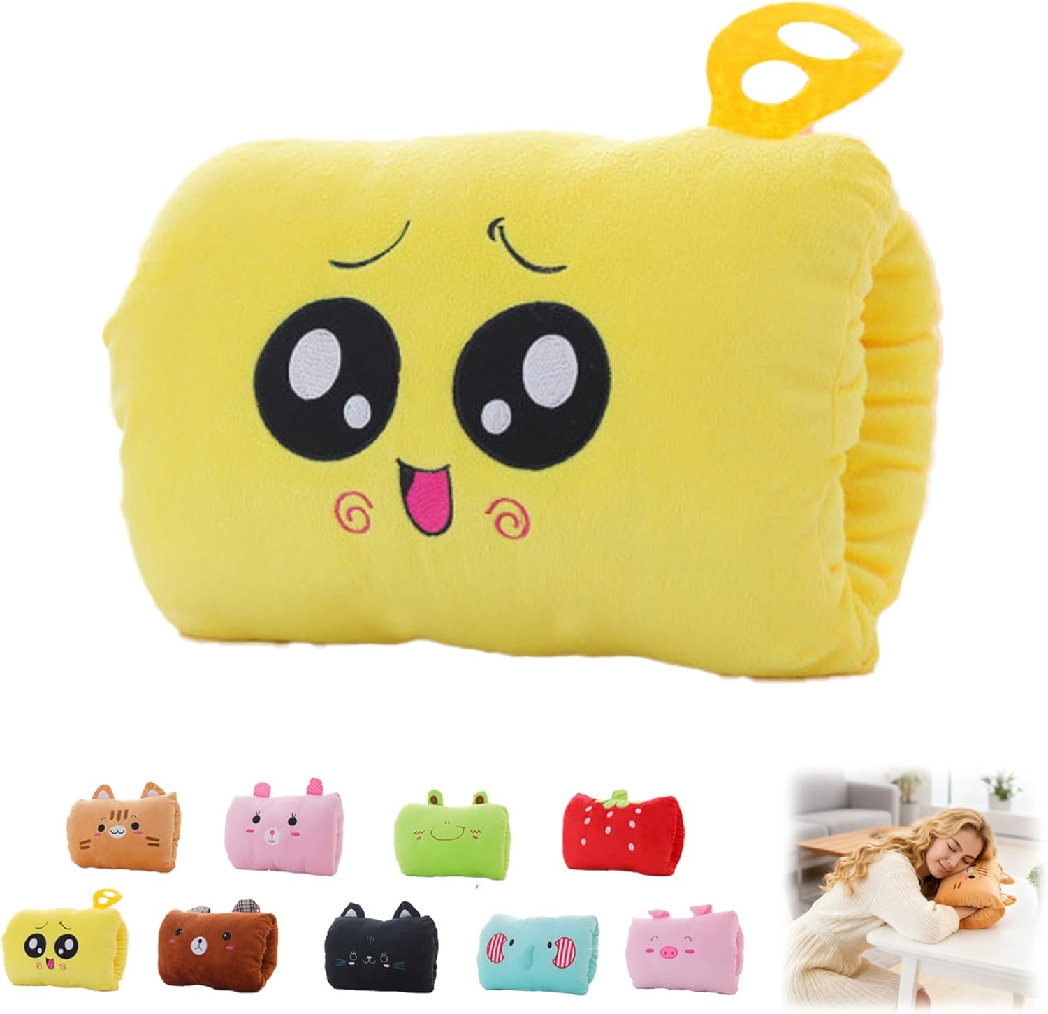 Kids Cartoon Hand Pillow,Winter Hand Warmer Rest Arm Pillow,Non-Electrical Travel Essentials,Arm Support for Napping,Soft Cotton Winter Hugging Cushion,Home Animal Doll Plush Muffs (Model 9)