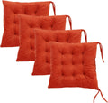Set of 4 Square Chair Pads Indoor Seat Cushions Pillows with Ties Soft Comfortable Non Slip Chair Mat for Kitchen Dining Office Desk Living Room Outdoor Tatami 15.5" - Orange