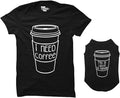 I Need Coffee/I'm A Latte to Handle Matching Dog Shirt & Women's T-Shirt (Black, Large Womens/3X-Large Dog)