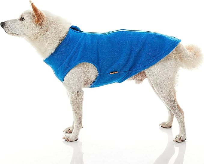 Gooby Zip Up Fleece Dog Sweater - Blue, 3X-Large - Warm Pullover Fleece Step-in Dog Jacket with Dual D Ring Leash for Small to Medium Dogs