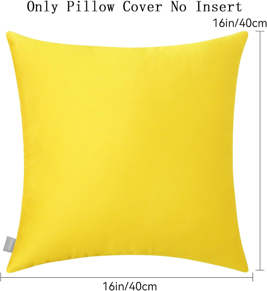 4-Pack 100% Cotton Comfortable Solid Decorative Throw Pillow Case,Thmyo Square Cushion Cover Pillowcase Sublimation Blank Pillow Covers DIY Throw Pillowcase for Sofa(16x16 inch/ 40x40cm,Lemon Yellow)