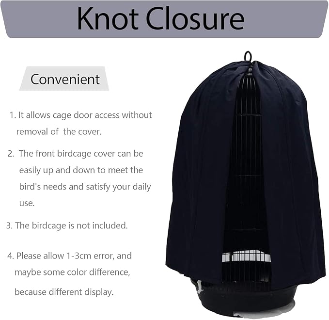 QBLEEV Round Parrot Birdcage Cover Pet Universal Blackout Cage Cover Shade Windproof Light-Proof Sleep Reduces Distractions Night Accessories Cloth Without Cage