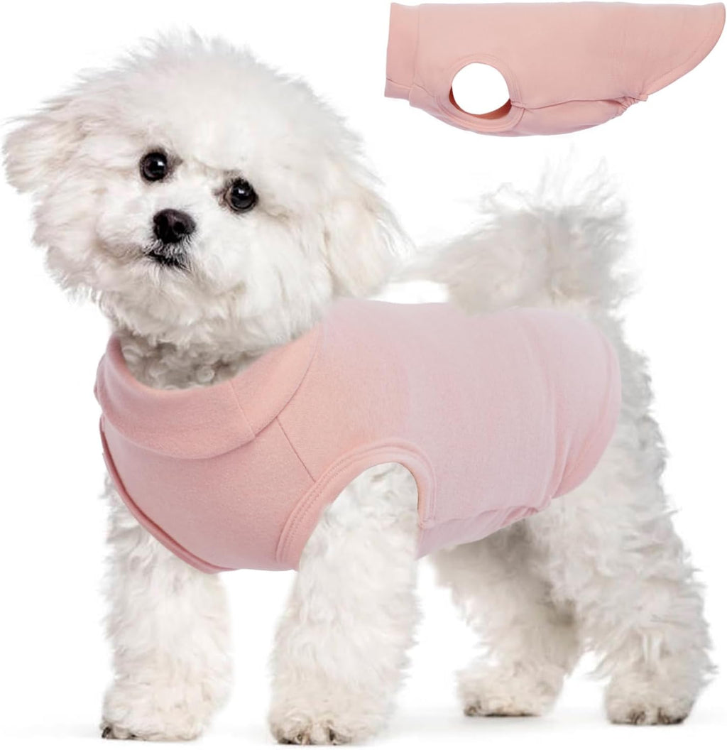 Fleece Sweater for Smalll Dogs - Pink, M - Pullover Vest | Stretchable Warm Sweatshirt, Lightweight Winter Jacket for Free Movement,Seasonal Dog Clothes,Shih Tzu, Papillon
