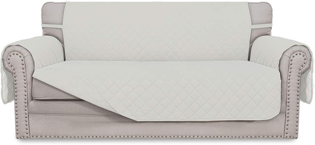 Easy-Going Sofa Slipcover Reversible Loveseat Sofa Cover Couch Cover for 2 Cushion Couch Furniture Protector with Elastic Straps for Pets Kids Dog Cat (Oversized Loveseat, Ivory/Ivory)