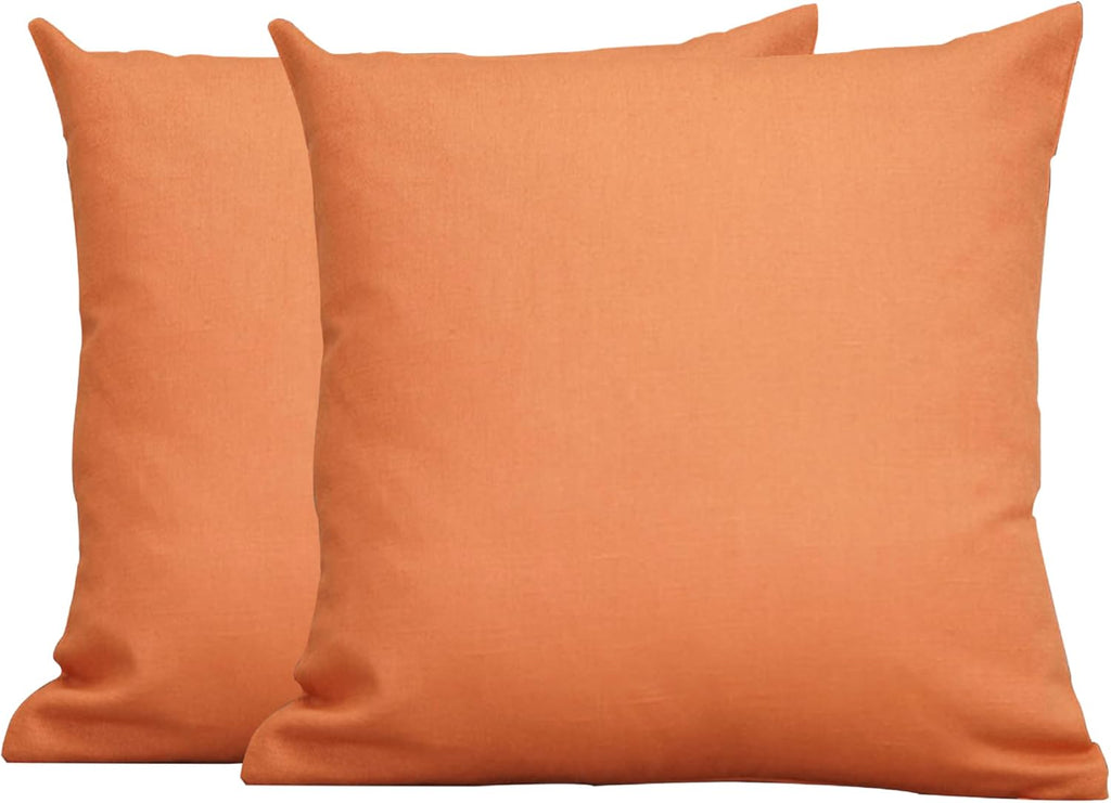 Haven & Glow Decorative Throw Pillow Cover – Square Cushion Case with Zipper | Modern Sofa, Couch & Bed Accent Pillow Covers for Living Room, Bedroom & Home Decor | 18 x 18 Inch – Soft Orange – 2 Pc