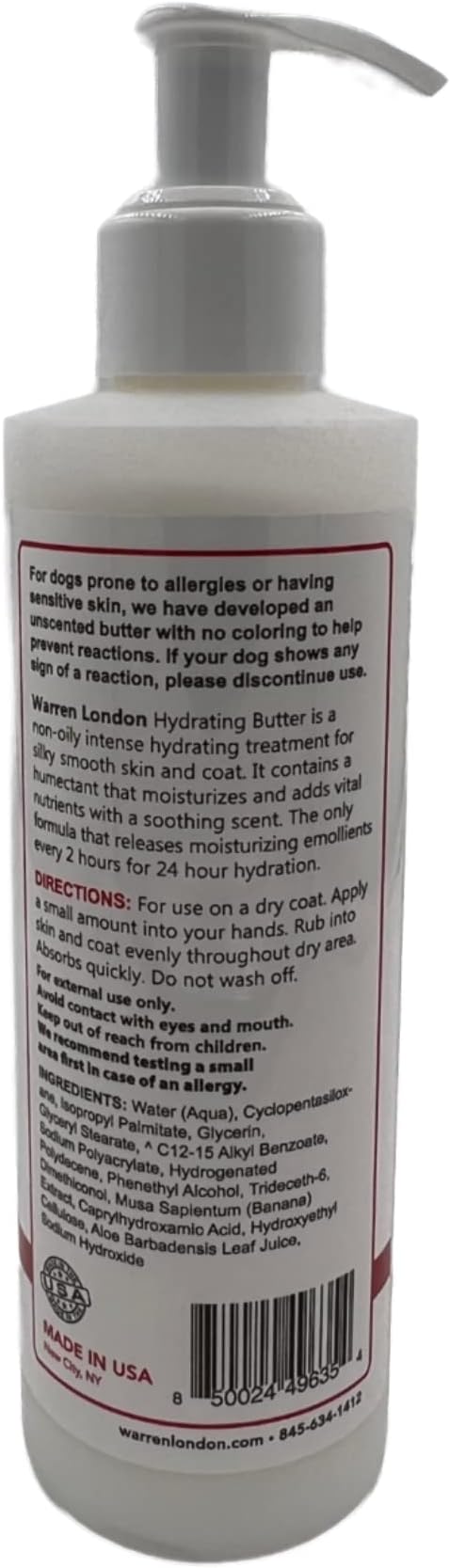 Warren London Hydrating Butter Leave in Pet Conditioner for Dogs | Lotion for Skin and Coat | Aloe Puppy & Dog Conditioner for Hair Detangler, Dry Skin, & Dandruff | Unscented 8oz