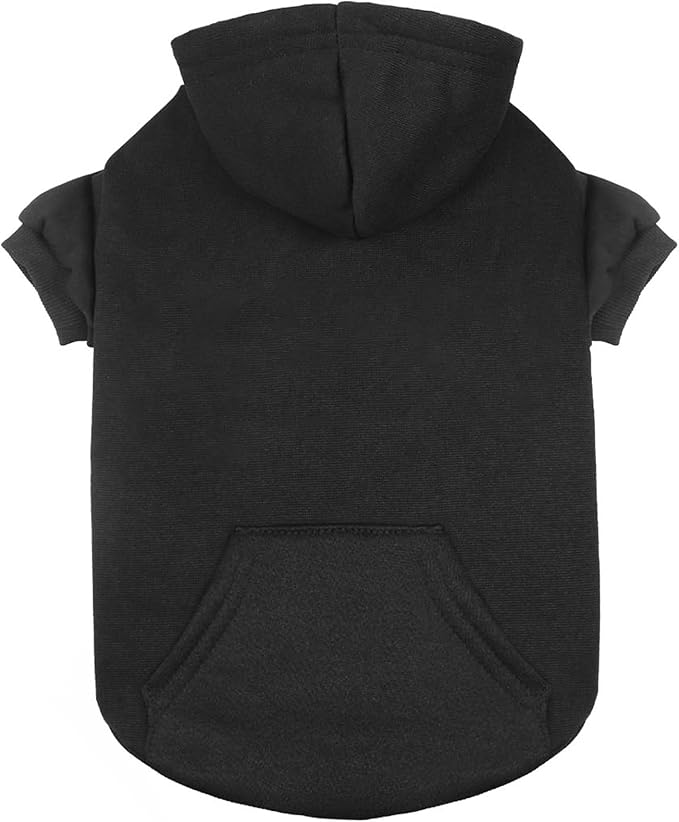 Dog Sweater & Hoodie - Soft Fleece Sweatshirt with Pocket - Small Dogs & Puppies (Black & XS)