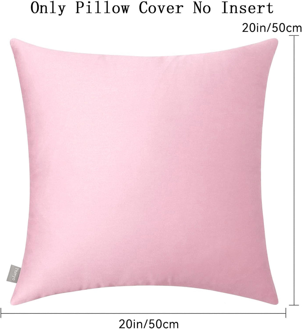 Thmyo 4-Pack 100% Cotton Comfortable Solid Decorative Throw Pillow Case Square Cushion Cover Pillowcases Sublimation Blank DIY Pillow Covers for Sofa(Only Covers, No Pillows)(20x20inch/50x50cm,Pink)