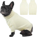 IECOii Dog Sweaters for Medium Dogs Girl Boy,Holiday Knit Doggy Sweatshirt with Sleeve,Turtleneck Thick Warm Dog Sweaters for Winter,Pullover Knitwear for French Bulldog,Boston Terrier (White, L)