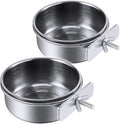 PINVNBY Parrot Feeding Cups Birds Food Dish Stainless Steel Parrot Feeders Water Cage Bowls with Clamp Holder for Cockatiel Conure Budgies Parakeet Parrot Macaw Small Animal Chinchilla Pack of 2