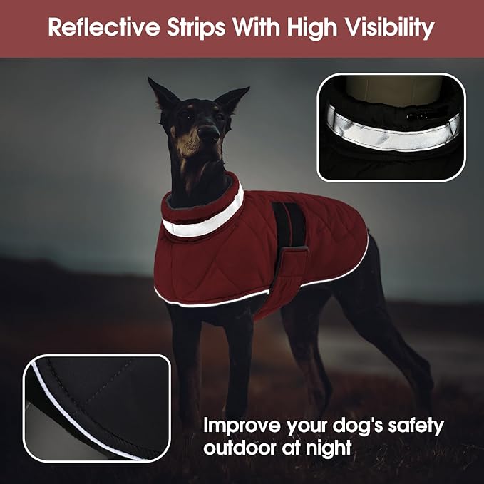 Dog Winter Coat Warm Padded Puppy Jacket Windproof Water Resistant Clothes for Small Medium Large Pets Christmas Sweater Outfit Vest(Red, XL)