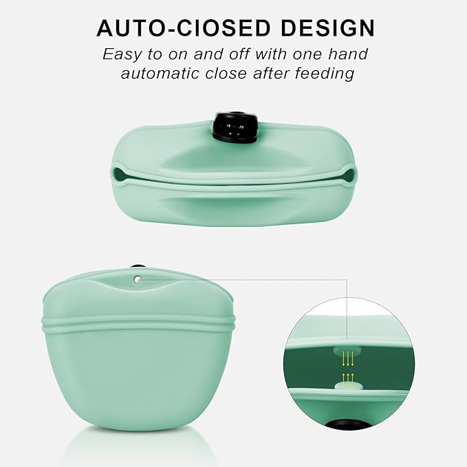 Left&Right Dog Clicker Training Kit,Silicone Dog Training Treat Pouch and Dog Clickers,Dog Treat Bag with Clicker Training for Dogs,Pet Treat Bag with Magnetic Buckle Closing and Waist Clip,Egg Green