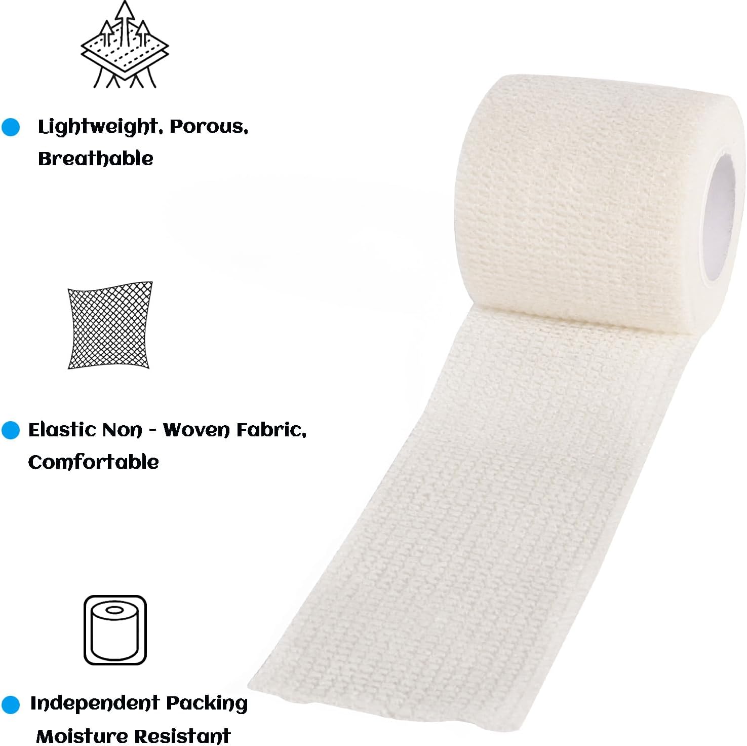 36 Rolls Elastic Self Adhesive Bandage Wrap 2 Inch, Breathable Non Woven Cohesive Bandage, Vet Wrap for Dogs, Ankle Sprains Swelling Medical First Aid Tape, Sports Athletic Tape White