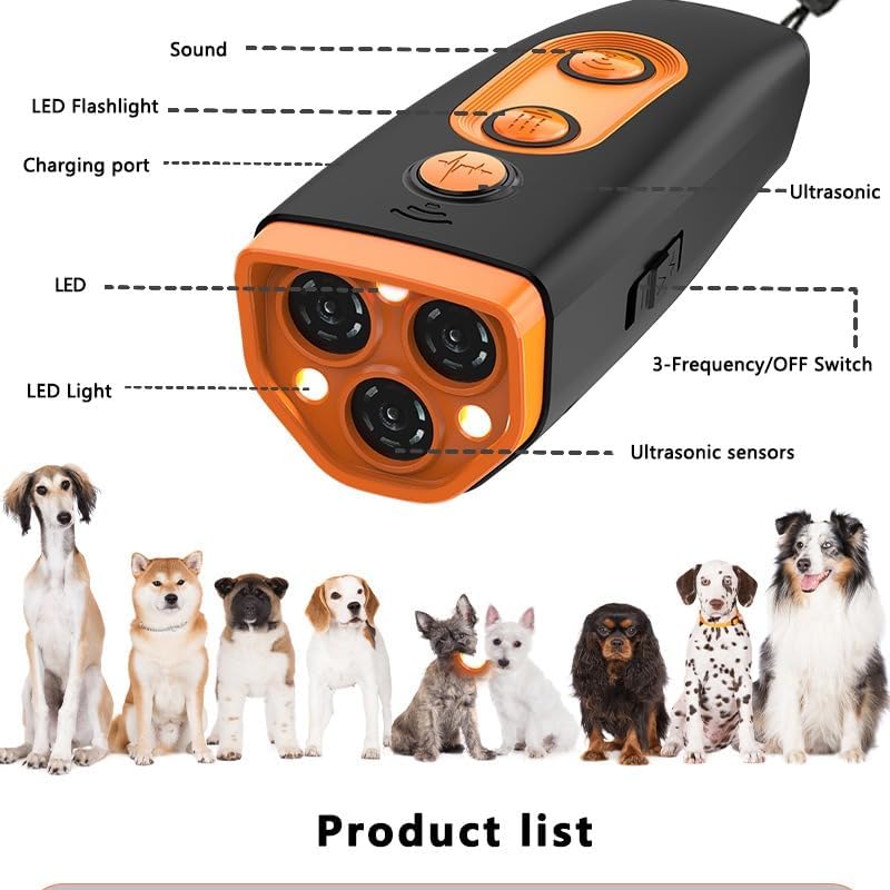 M/P Dog Bark Deterrent Devices, 2025 Upgraded 3X Ultrasonic Anti Barking Device for Dogs, Stopping Dog Barking, Portable Dog Training Device, Safe & Effective for Indoors & Outdoor use
