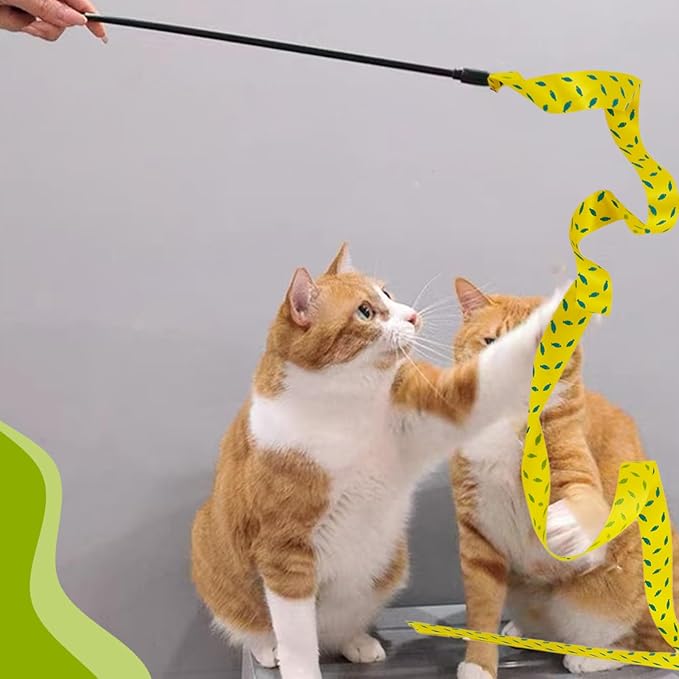 Interactive Cat Toy Wand, Cat Teaser Wand Rainbow String for Bored Indoor Adult Cats and Kittens (3 Pack String)