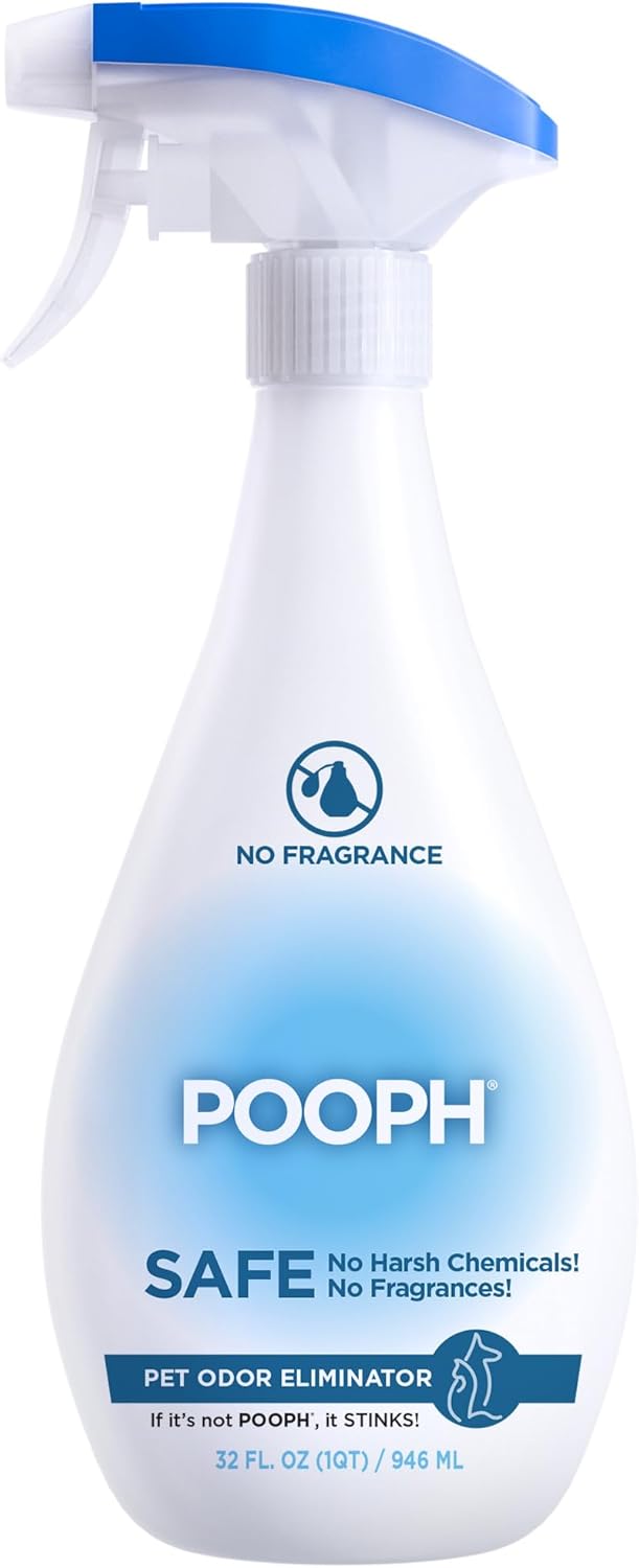 POOPH® Pet Odor Eliminator – 32 fl oz Bottle – Organic, NO Fragrances, NO Harsh Chemicals – Fast, Safe and Effective, Works On-Contact! For Home, Auto, Upholstery, Furniture – Safe for Pets & People