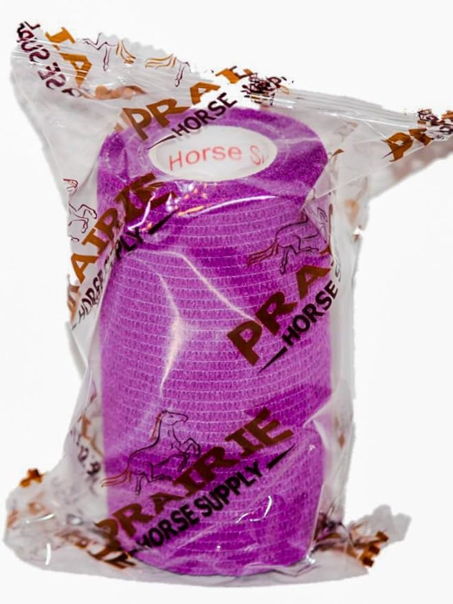 4 Inch Vet Wrap Tape Bulk (Purple) (Pack of 6) Self Adhesive Adherent Adhering Flex Bandage Grip Roll for Dog Cat Pet Horse