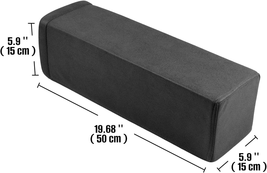 2 Pack Couch Arm Rest Pillow, 6''x6''x20'' Faux Leather Waterproof Cover, High Density Foam Armrest Cushion, Removable & Washable Elbow Support for Sofa, Bed, and Armchair (Black)