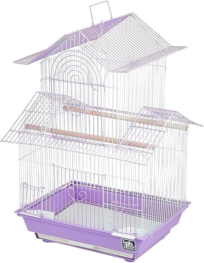 Rustic Retreat Bird Cage with Natural Wood Accents, Durable Metal Construction, Spacious Interior, and Comfortable Features for Birds' Pink
