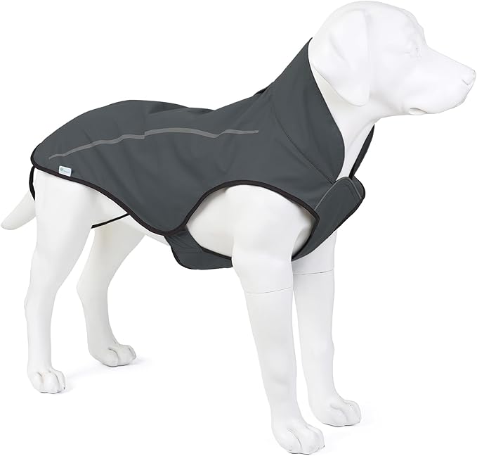 Mile High Life Dog Raincoat, Adjustable Waterproof Reflective Rain Jacket for Small Medium Large Dogs, Lightweight Breathable Pet Rain Coat with Leash Hole(Dark Gray,S Chest 22-25")