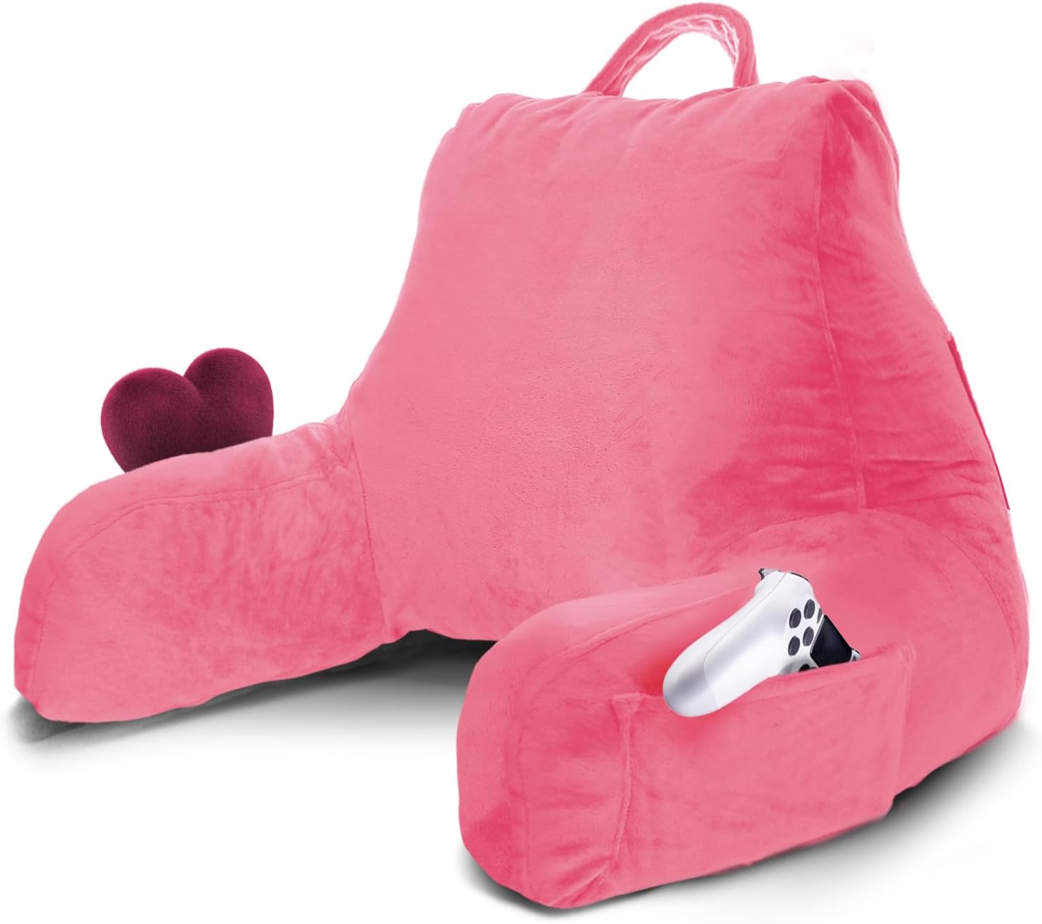 Nestl Reading Pillow for Kids & Teens with Shredded Memory Foam, Backrest Pillows for Reading, Watching, and Gaming, Use on The Couch, Bed, or Floor, Adjustable Support with Washable Cover Light Pink