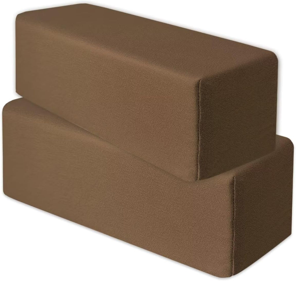 2 Pack Couch Arm Rest Pillow, Leatharie Waterproof Cover, High Density Foam Armrest Cushion, Headboard Cushion Elbow Support for Sofa Bed and Armchair,Brown,6x6x20in