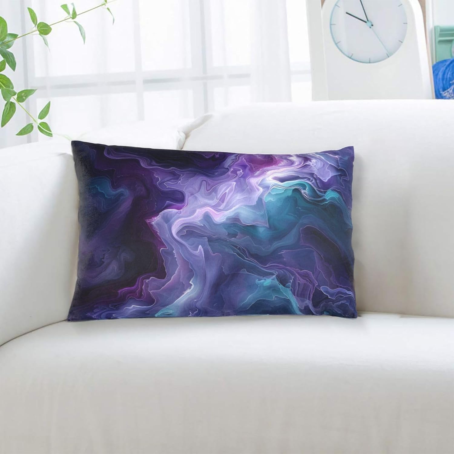 Purple Teal Turquoise Galaxy Nebulous 20x12 inches Throw Pillow Covers Cozy Square Pillowcases Home Decor for Bed Couch Sofa Office Living Room Cushion Covers