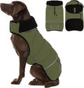 Dog Coat, Large Dog Jacket, Windproof Dogs Puffer Jacket, Fleece Lined Warm Dogs Winter Coat with Harness Hole(Army Green 3XL)